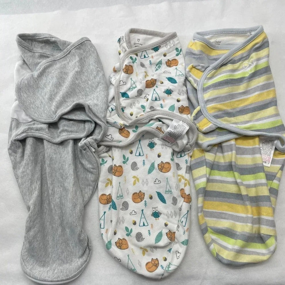 Swaddle Me Aden & Anis Baby Swaddles 0-3 Months Gray White Safe Sleep Bundle - Picture 1 of 6